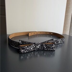 kate spade Black Silver Glitter Bow Belt
